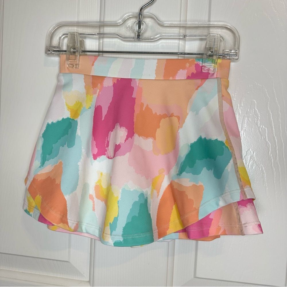 SweetHoney Multicolor Watercolor Polka Dot Print White Athletic Skort Sz 5 Girly - Picture 4 of 8